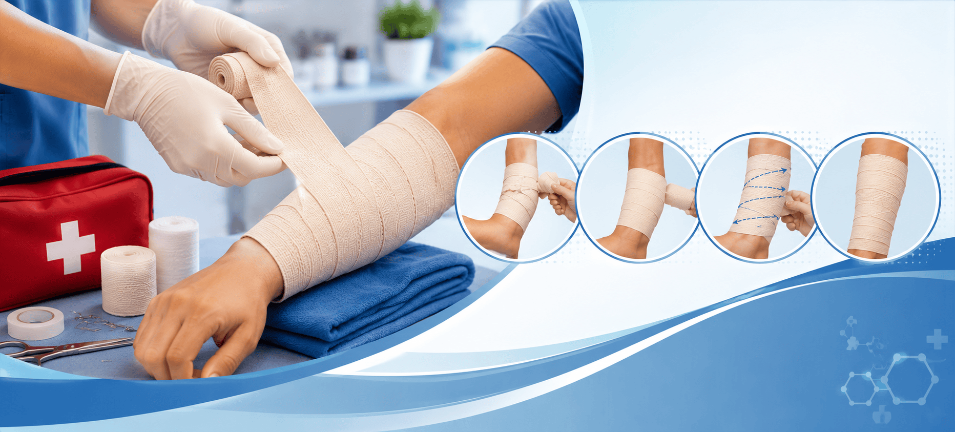 First Aid Spiral Pattern Using Roller Bandage